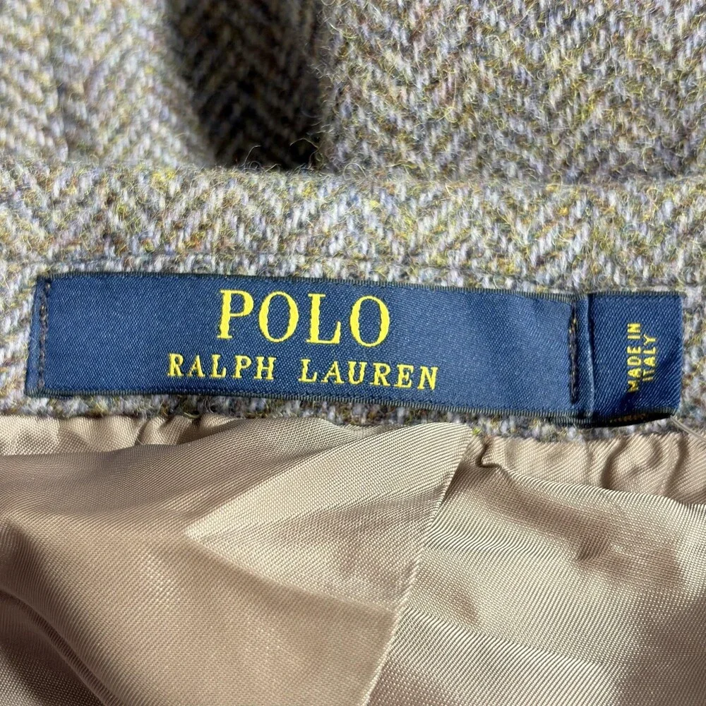 Polo Ralph Lauren Blazer Mens 42L Herringbone Wool Made Italy Sport Coat Suede